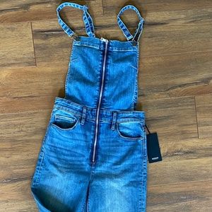 Avalon Zip Front Crop Overalls In Cannon Size 26